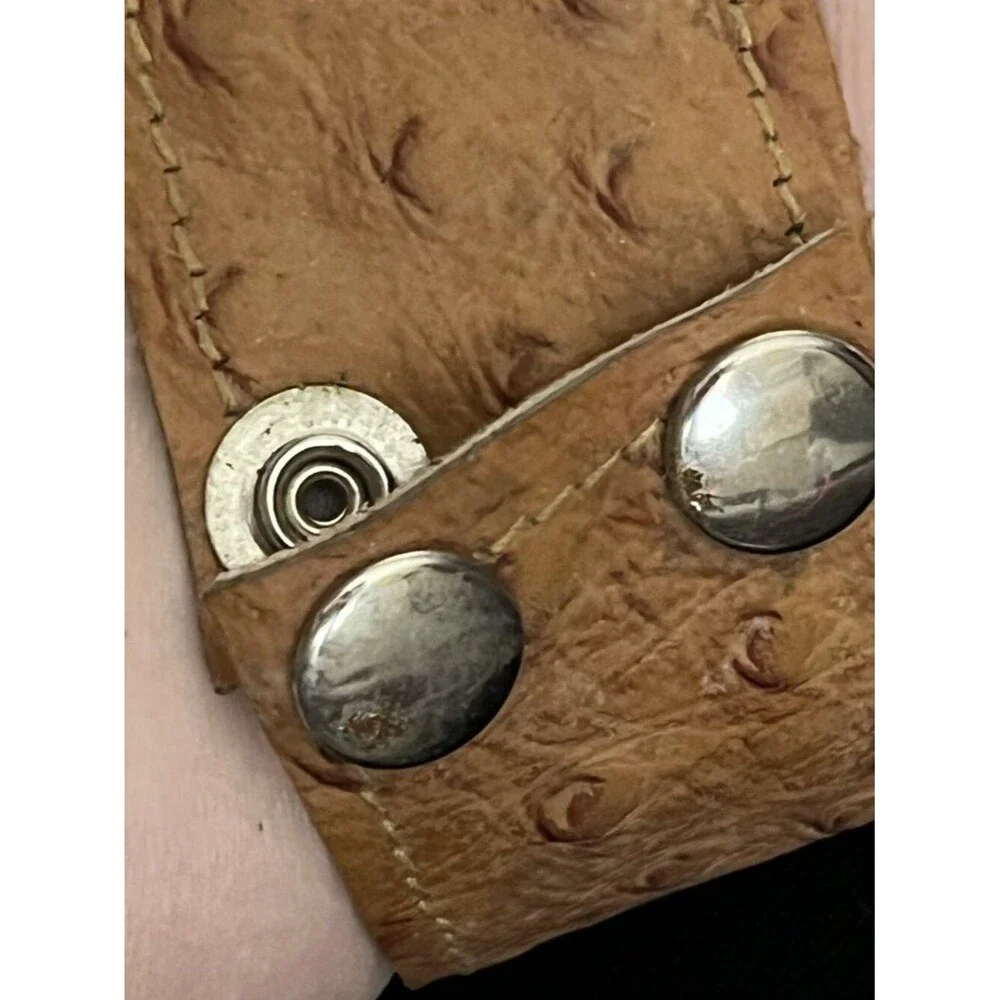 Charles Sernard Ostrich Leather Cuff Watch Silver New Battery